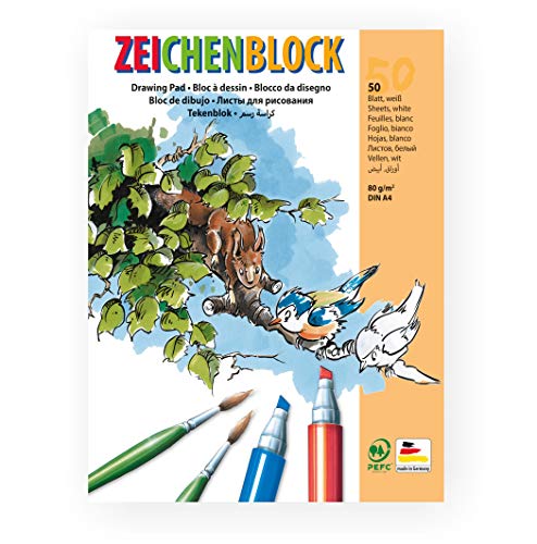 Zeichenblock - Malblock 80g/m² weiß DIN A4 50 Blatt von Creleo