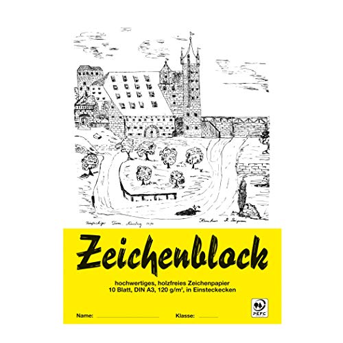 Zeichenblock - Malblock mit Leinenecken 120g/m² weiß DIN A3 10 Bogen von Creleo