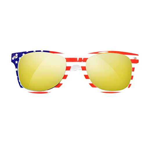 CreoQIJI Gelbe Nachtsichtbrille Schutzbrille Kinder 8 Jahre Amerikanische Flagge Sonnenbrille 4. Juli Dekorationen Patriotische Dekorationen Partyzubehör Unabhängigkeitstag Gedenktag (Gold, One Size) von CreoQIJI