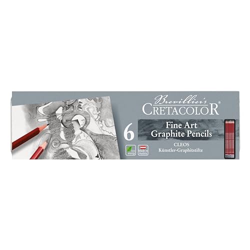 CRETACOLOR CLEOS Fine Art Graphite Stifte, 6-teiliges Set, Bruchfest, Vielseitige Gradationen von 2H bis 8B, Nachhaltig, Made in Austria CRETACOLOR CLEOS Fine Art Graphite Stifte, 6-teiliges Set, Bruchfest, Vielseitige Gradationen von 2H bis 8B, Nachhaltig, Made in Austria von Cretacolor