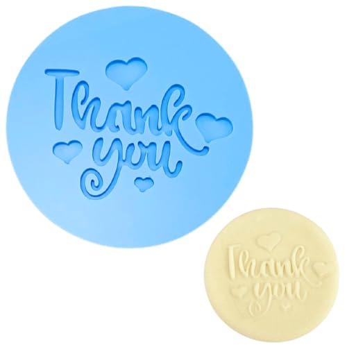 Crethinkaty Teachers' Day Fondant-Prägestempel "Thank you with Heart", 3D-erhöhtes Design, Keksstempel zum Backen von Keksen, Dekorieren von Kuchen, Zuckerpaste, Cupcake von Crethinkaty