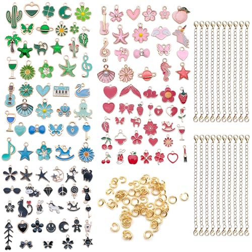 300-teiliges Charm-Set zur Schmuckherstellung, mit Karabinerverschlüssen, Biegeringe für handgefertigte Halsketten, Armbänder, Ohrringe, Taschen, Handy-Anhänger 300-teiliges Charm-Set zur Schmuckherstellung, mit Karabinerverschlüssen, Biegeringe für handgefertigte Halsketten, Armbänder, Ohrringe, Taschen, Handy-Anhänger von Cretvestsar