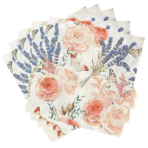 Papierservietten Mit Aufdruck, 2-Lagige Papierstücken, Tischdecken-Tissue, Farbenfrohe Bedruckte Papiere, Helle Blumenmuster, 20 Stück Pro Packung für Esstischen, Reinigungsmittel, Schränke (Rosa) Papierservietten Mit Aufdruck, 2-Lagige Papierstücken, Tischdecken-Tissue, Farbenfrohe Bedruckte Papiere, Helle Blumenmuster, 20 Stück Pro Packung für Esstischen, Reinigungsmittel, Schränke (Rosa) von Cretvestsar