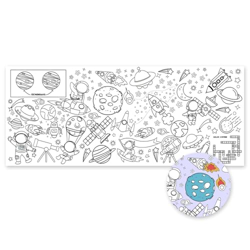 Tischdecke Ausmalen DIY Poster Malpapier Tischdecke Rechteckige Maltischdecke Lustige Kritzelkunst Party-Tischdecke Geschenk für Jungen Mädchen Kinder und Erwachsene (Universum) von Cretvestsar