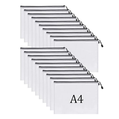 Crhoeiq Dokumententasche A4, 12 Stücke Dokumententasche A4 Reißverschluss, Wasserdichte Dokumententaschen Zipper Beutel für Datei, Papier, Dokumente, Kosmetika und Reiseutensilien von Crhoeiq