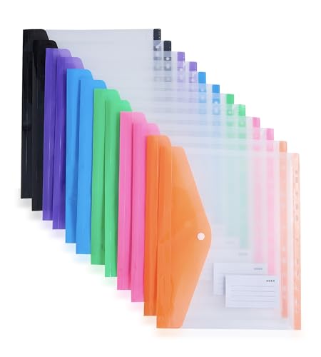 Dokumententasche A4 Abheftbar 12 Stück, 6 Farben Dokumententasche mit 11 Lochrand und Etikettentasche, Transparent Dokumentenmappe A4 zum Abheften für Dokumente Organisiere Dokumententasche A4 Abheftbar 12 Stück, 6 Farben Dokumententasche mit 11 Lochrand und Etikettentasche, Transparent Dokumentenmappe A4 zum Abheften für Dokumente Organisiere von Crhoeiq