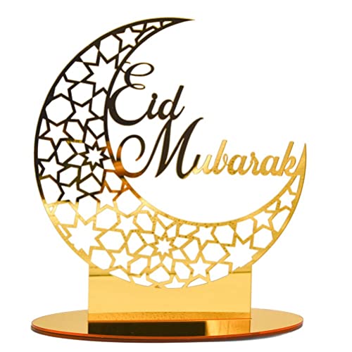 Cricia Eid Mubarak Acryl Ornament, Acryl Halbmond Eid Mubarak/Ramadan Kareem/Allah Ornamente, Golden Moon Eid Mubarak Dekoration von Cricia