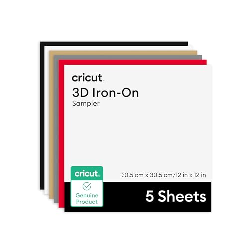 Cricut™ 3D Iron-On, Musterset Kräftige Farben – 30,5 x 30,5 cm / 12 x 12 Zoll (5 Stk.) von Cricut