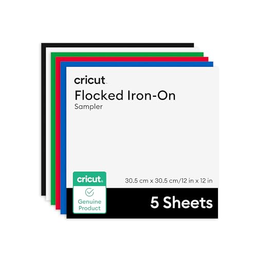 Cricut™ beflocktes Iron-On, Musterset Klassische Farben – 30,5 x 30,5 cm / 12 x 12 Zoll (5 Stk.) von Cricut