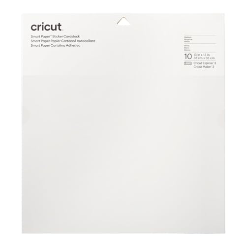 Cricut 2008317 Farbkarton Schnittbreite 30.5cm Weiß Smart Paper Sticker Cardstock | 10 sheets | 33cm x 33cm | White, 33 x 33 cm von Cricut