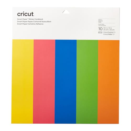 Cricut 2008318 Smart Paper Sticker Cardstock | 10 sheets | 33cm x 33cm | Bright Bows, 33 x 33 cm von Cricut