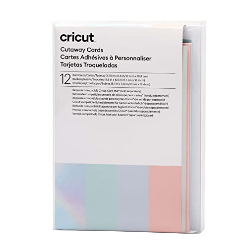 Cricut Cutaway -Karten | Pastell | 12,1 cm x 16,8 cm (Cricut -Größe R40) | 12-Pack | Zur Verwendung mit Cricut Card Matte - 2x2 von Cricut