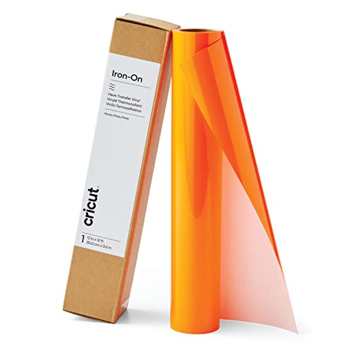 Cricut 2009553 Bügelbild, Neonorange, 3,6 m, Wärmetransfer-Vinyl-Rolle (HTV), für die Verwendung Schneidemaschinen, neon-orange, 3.6m (12ft) von Cricut