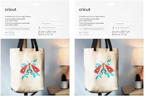 Cricut Bedruckbares Iron-On für helle Stoffe – A4 (5 Stk.), White (Packung mit 2) von Cricut