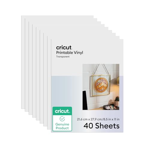 Cricut Druckbares Vinyl, Transparent – 21,6 cm x 27,9 cm (40er-Pack) von Cricut