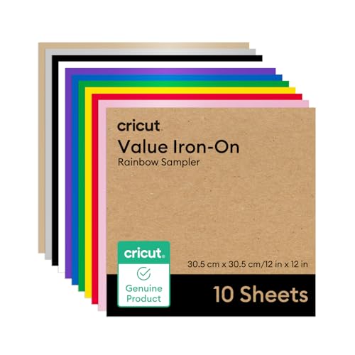 Cricut Value Bügelfolie – Regenbogen-Musterpaket – 30,5 x 30,5 cm (10er-Pack) von Cricut