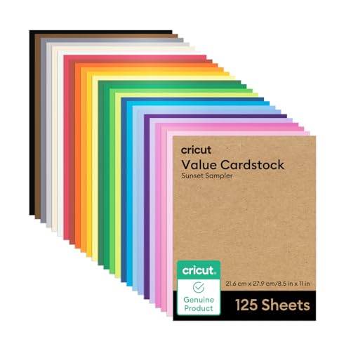 Cricut Value Cardstock Papier, Regenbogen-Muster, 125 Blatt (21,6 x 27,9 cm), kompatibel mit Joy Xtra, Explore, und Maker-Maschinen, Briefgröße von Cricut