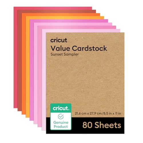 Cricut Value Cardstock Papier, Sonnenuntergangsmuster, 80 Blatt (21,6 x 27,9 cm), kompatibel mit Joy Xtra, Explore, und Maker-Maschinen, Briefgröße von Cricut