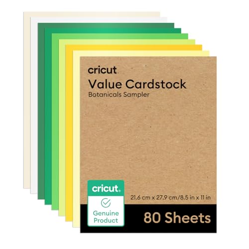 Cricut Value Cardstock Papier, botanische Probe, 80 Blatt (21,6 x 27,9 cm), kompatibel mit Joy Xtra, Explore, und Maker-Maschinen, Briefgröße von Cricut