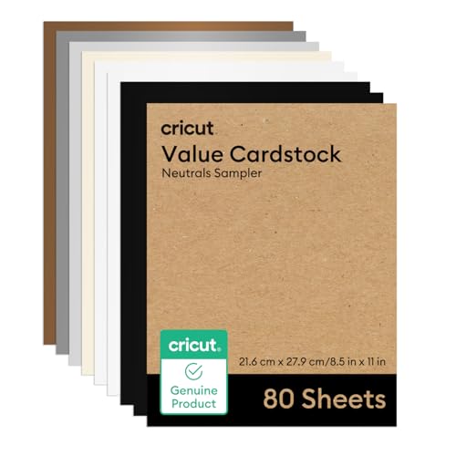 Cricut Value Cardstock Papier, neutrale Proben, 80 Blatt (21,6 x 27,9 cm), kompatibel mit Joy Xtra, Explore, und Maker-Maschinen, Briefgröße von Cricut