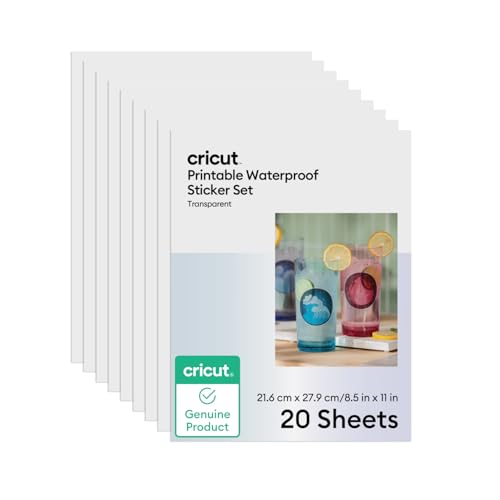 Cricut Wasserfeste Druck-Sticker, Transparent – 21,6 cm x 27,9 cm (20er-Pack) von Cricut