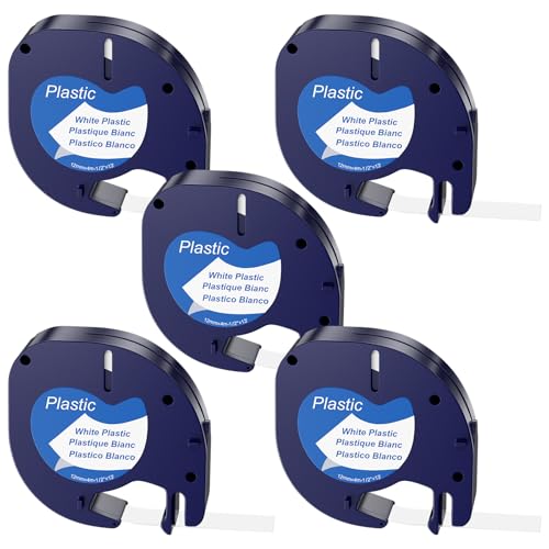 Crihovy 5-Pack etikettenband kompatible, beschriftungsband, beschriftungsgerät bänder, schriftband, papier etiketten, stoffetiketten für Dymo LetraTag LT-100H LT-100T QX50 2000, 12mm x 4m band Crihovy 5-Pack etikettenband kompatible, beschriftungsband, beschriftungsgerät bänder, schriftband, papier etiketten, stoffetiketten für Dymo LetraTag LT-100H LT-100T QX50 2000, 12mm x 4m band von Crihovy