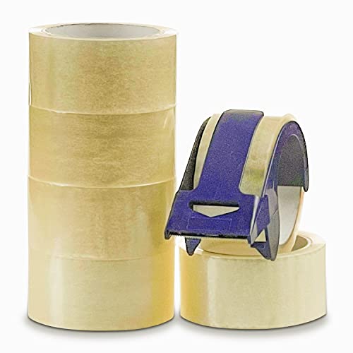 Transparentes Klebeband und Sellotape Spender, 6 Rollen, 48 mmx50 m, transparentes Paketband, transparentes Klebeband zum sicheren Verpacken von Boxen und Paketen, Sellotape Spender und Klebeband von Crimson Starfish