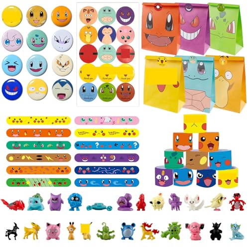 CrinIotyx 60Pcs Party Mitgebsel Kindergeburtstag,Kindergeburtstag Mitgebsel set,Cartoon Spielzeug,24 Minifiguren Zufällig,12 Geschenktüten,12 Schnapparmbänder,12 Anime Abzeichen, Kinder Geschenke CrinIotyx 60Pcs Party Mitgebsel Kindergeburtstag,Kindergeburtstag Mitgebsel set,Cartoon Spielzeug,24 Minifiguren Zufällig,12 Geschenktüten,12 Schnapparmbänder,12 Anime Abzeichen, Kinder Geschenke von CrinIotyx