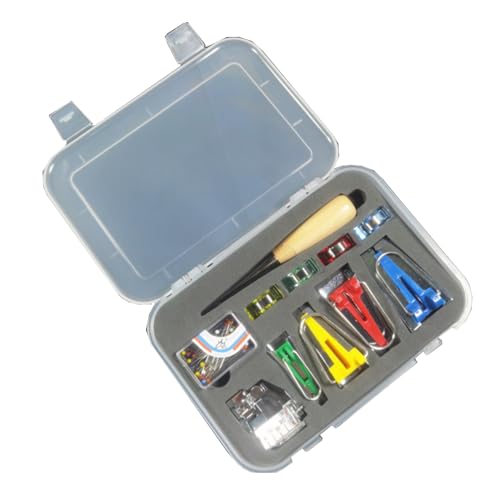 CriPrix Schrägband-Werkzeug-Set, 4 Größen, 6 mm, 12 mm, 18 mm, 25 mm, mit Stanzer und Etui CriPrix Schrägband-Werkzeug-Set, 4 Größen, 6 mm, 12 mm, 18 mm, 25 mm, mit Stanzer und Etui von Criprix