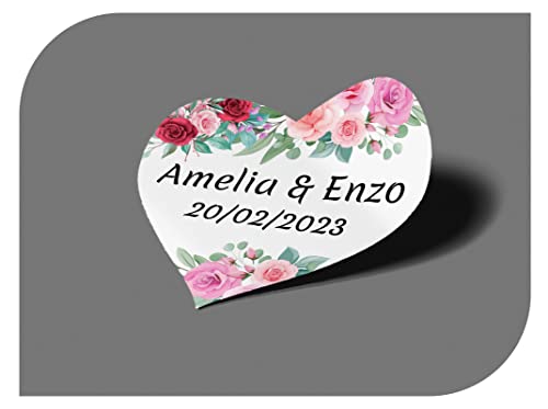 Personalisierbare Aufkleber für Hochzeit mit Namen und Datum, Aufkleber für Einladungen Hochzeit, Taufe, Verlobung, Kommunion, Geburtstag, Party, Vintage, Stempel (Modell 3) von CrisPhy