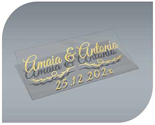 Personalisierbare Aufkleber mit Namen und Datum, Aufkleber für Einladungen, Hochzeit, Taufe, Verlobung, Kommunion, Geburtstag, Party, Vintage, Stempel (Modell 10) von CrisPhy