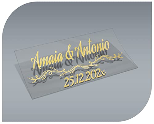 Personalisierbare Aufkleber mit Namen und Datum, Aufkleber für Einladungen, Hochzeit, Taufe, Verlobung, Kommunion, Geburtstag, Party, Vintage, Stempel (Modell 2) von CrisPhy