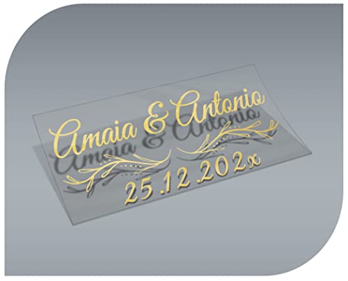 Personalisierbare Aufkleber mit Namen und Datum, Aufkleber für Einladungen, Hochzeit, Taufe, Verlobung, Kommunion, Geburtstag, Party, Vintage, Stempel (Modell 3) von CrisPhy