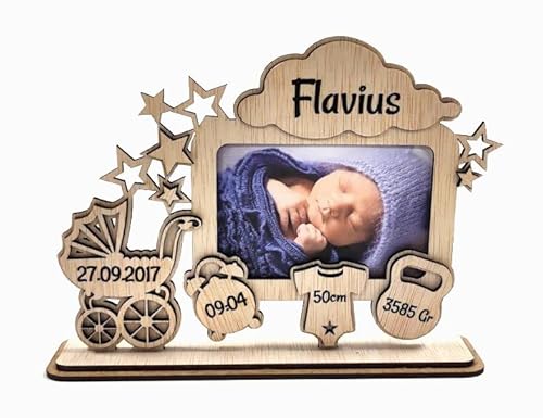 Personalisierbarer Bilderrahmen für Babys, aus Holz, Neugeborene, Geschenk für Neugeborene, Modell 1 von CrisPhy