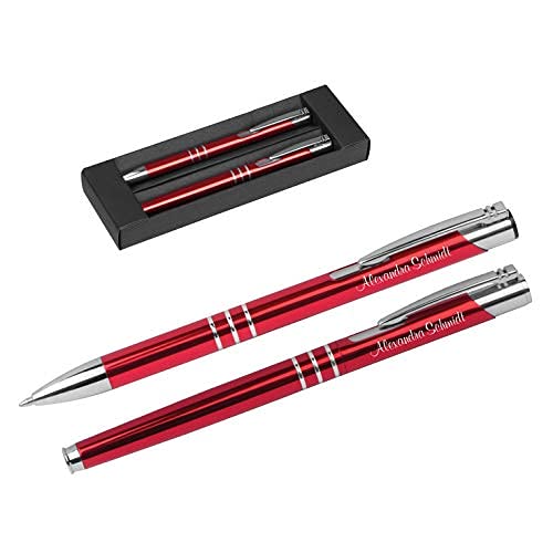 Crisma Kugelschreiberset Kugelschreiber und Rollerball mit Gravur Geschenk hochwertig | bestandene Prüfung Geschenk | personalisierte | blauschreibend (rot) von Crisma