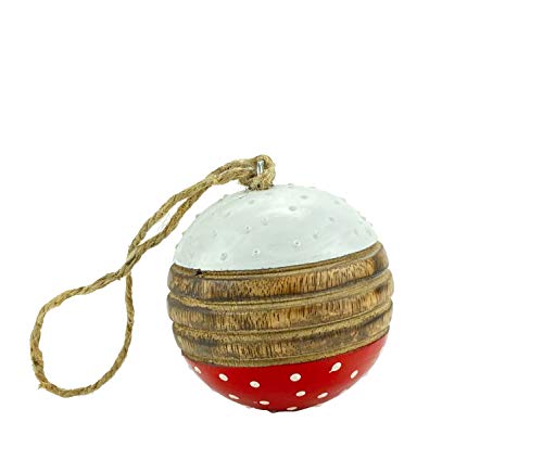 Weihnachten Dekoration – Kugel gepunktet aus Holz – mit Juteseil zum Aufhängen - Weihnachtskugel – Maße (Ø) 4,5 cm von Crispe home & garden