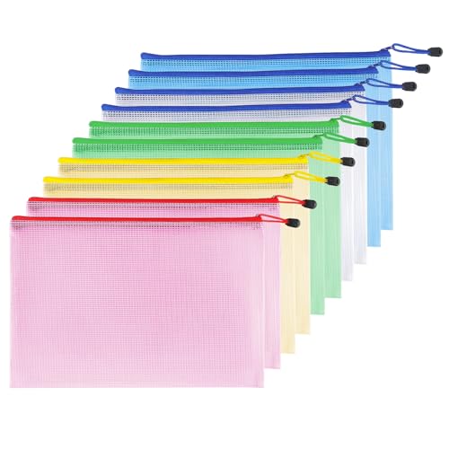 10 Pcs Dokumententasche mit Reißverschluss A5, Wasserdichte Document Case, Mesh Plastic Zip Bag, Datei Tasche Kunststoff für Dokumente, Quittung, Papier, Schule, Kosmetik 10 Pcs Dokumententasche mit Reißverschluss A5, Wasserdichte Document Case, Mesh Plastic Zip Bag, Datei Tasche Kunststoff für Dokumente, Quittung, Papier, Schule, Kosmetik von Criveple