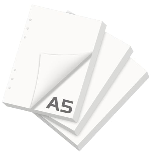 3 Packungen A5 Nachfüllpapier Blanko, Nachfüllbar Notizpapier 180 Blätter 6 Löcher A5 Papier Nachfüllbare Refill Ringbucheinlagen für A5 Notizbuch, Tagbuch, Skizze, Malerei 3 Packungen A5 Nachfüllpapier Blanko, Nachfüllbar Notizpapier 180 Blätter 6 Löcher A5 Papier Nachfüllbare Refill Ringbucheinlagen für A5 Notizbuch, Tagbuch, Skizze, Malerei von Criveple