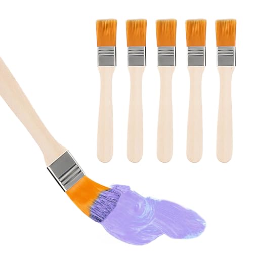 Criveple 5 Stück Kleine Pinsel, Pinsel Klein, Borstenpinsel Set, 13.5cm Flachpinsel, Lack Fensterpinsel mit Holzgriff für Kunst Malerbedarf Lacke Malerei DIY Streichen von Wänden von Criveple