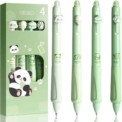 Criveple Radierbarer Kugelschreiber, Tintenroller Radierbar, 4 Stück Blau 0.5mm Erasable Pen Set, Premium-Gelstifte, Glattes Schreiben für Schule, Büro, Zuhause (4-Panda) von Criveple