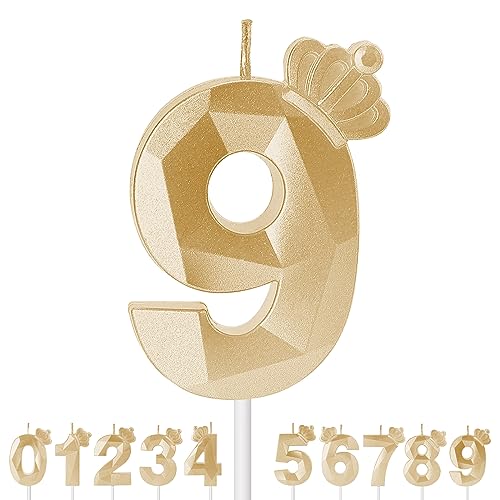 Geburtstagskerze, 7cm, 3D Krone digitale Kerze, Goldene Glitter Kuchen Dekoration, Kuchen Geburtstagskerze, Geburtstag, Jubiläum, Hochzeit, Graduierung Party Kuchen Dekoration (9) von Criveple