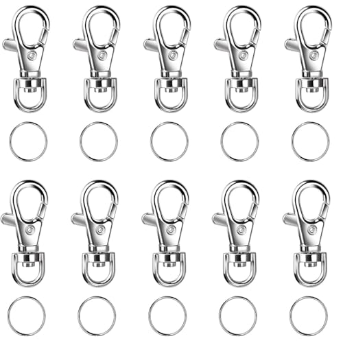 Schlüsselanhänger Drehverschlüsse, 10 Stücke Schlüsselring Karabiner, Clip Haken und Schlüsselringe, Schwenk 360° Drehbar, für DIY, Basteln, Rucksack Schlüsselanhänger Drehverschlüsse, 10 Stücke Schlüsselring Karabiner, Clip Haken und Schlüsselringe, Schwenk 360° Drehbar, für DIY, Basteln, Rucksack von Criveple