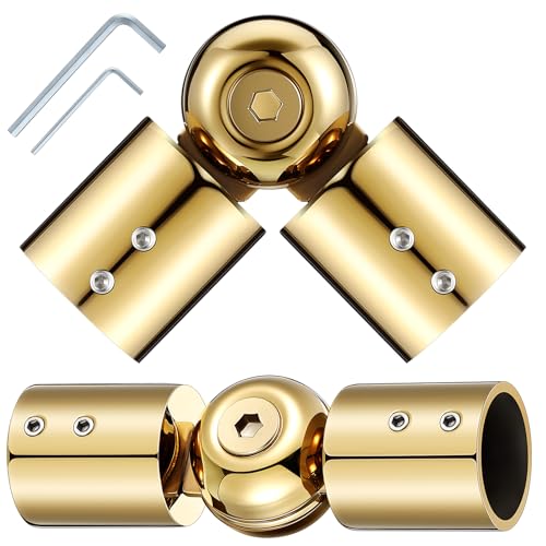 CroBlissful 2 Stück Fenster-Eck-Gardinenstangenverbinder, strapazierfähig, verstellbar, für 2,5 cm Erkerfenster-Vorhangstangen, Erkerfenster, Jalousien (Gold) von CroBlissful