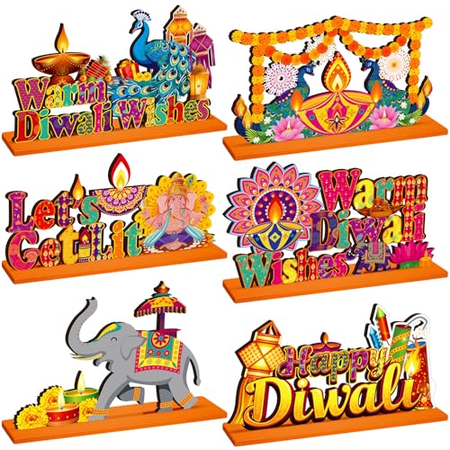 CroBlissful Diwali-Holz-Tischdekoration, warmes Diwali-Waschen, Tischschild, Festival, Kerze, Elefant, Pfau, Schilder, Bauernhaus, Holz-Tischdekoration für Zuhause, Party, 6 Stile CroBlissful Diwali-Holz-Tischdekoration, warmes Diwali-Waschen, Tischschild, Festival, Kerze, Elefant, Pfau, Schilder, Bauernhaus, Holz-Tischdekoration für Zuhause, Party, 6 Stile von CroBlissful