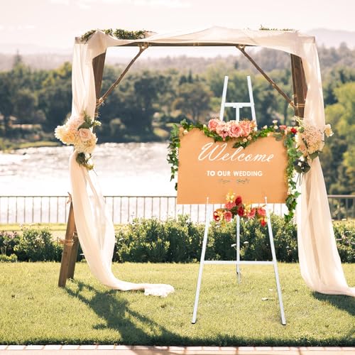 CroBlissful Staffelei für Hochzeitsschilder, Metall-Staffelei, 3 Etagen, verstellbar, strapazierfähig, Bodenständer, Stativ mit Kettenstütze für Malerei, Spiegel, Willkommensschild, Babyparty, Weiß CroBlissful Staffelei für Hochzeitsschilder, Metall-Staffelei, 3 Etagen, verstellbar, strapazierfähig, Bodenständer, Stativ mit Kettenstütze für Malerei, Spiegel, Willkommensschild, Babyparty, Weiß von CroBlissful