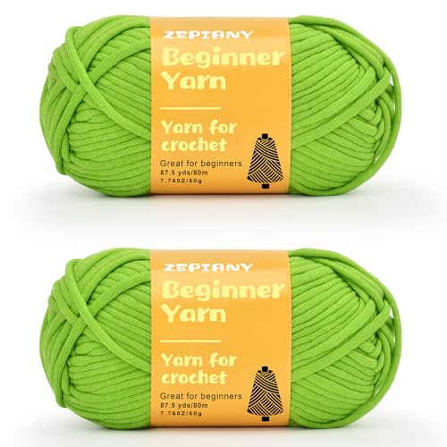 Häkelgarn für Anfänger, Grobes Baumwollgarn zum Häkeln und Stricken, Dickes Amigurumi-Garn mit leicht erkennbaren Stichen für Anfänger Häkelset, Häkelzubehör, 2 x 50g/80m, Grasgrün Häkelgarn für Anfänger, Grobes Baumwollgarn zum Häkeln und Stricken, Dickes Amigurumi-Garn mit leicht erkennbaren Stichen für Anfänger Häkelset, Häkelzubehör, 2 x 50g/80m, Grasgrün von CrochZepiany