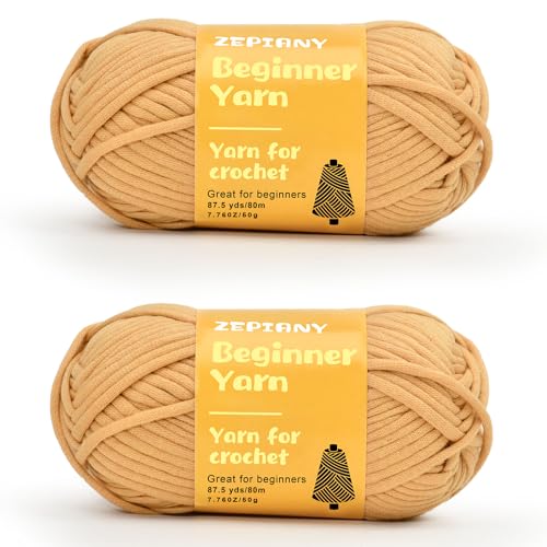 Häkelgarn für Anfänger, Grobes Baumwollgarn zum Häkeln und Stricken, Dickes Amigurumi-Garn mit leicht erkennbaren Stichen für Anfänger Häkelset, Häkelzubehör, 2 x 50g/80m, Helles Khaki Häkelgarn für Anfänger, Grobes Baumwollgarn zum Häkeln und Stricken, Dickes Amigurumi-Garn mit leicht erkennbaren Stichen für Anfänger Häkelset, Häkelzubehör, 2 x 50g/80m, Helles Khaki von CrochZepiany