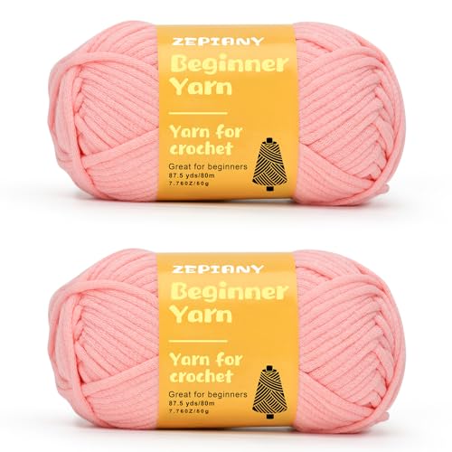 Häkelgarn für Anfänger, Grobes Baumwollgarn zum Häkeln und Stricken, Dickes Amigurumi-Garn mit leicht erkennbaren Stichen für Anfänger Häkelset, Häkelzubehör, 2 x 50g/80m, Rosa Häkelgarn für Anfänger, Grobes Baumwollgarn zum Häkeln und Stricken, Dickes Amigurumi-Garn mit leicht erkennbaren Stichen für Anfänger Häkelset, Häkelzubehör, 2 x 50g/80m, Rosa von CrochZepiany