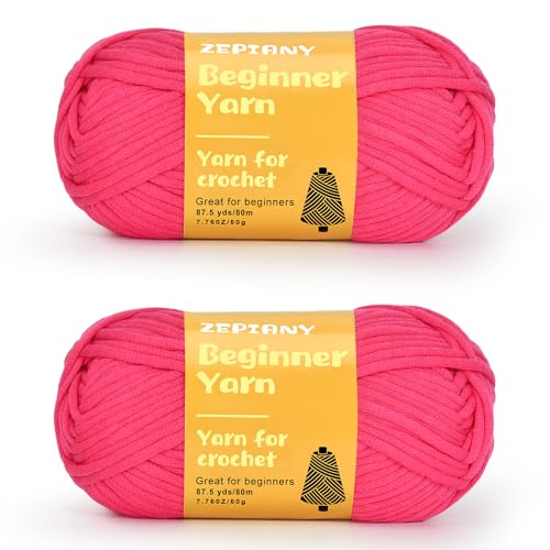 Häkelgarn für Anfänger, Grobes Baumwollgarn zum Häkeln und Stricken, Dickes Amigurumi-Garn mit leicht erkennbaren Stichen für Anfänger Häkelset, Häkelzubehör, 2 x 50g/80m, Rose Häkelgarn für Anfänger, Grobes Baumwollgarn zum Häkeln und Stricken, Dickes Amigurumi-Garn mit leicht erkennbaren Stichen für Anfänger Häkelset, Häkelzubehör, 2 x 50g/80m, Rose von CrochZepiany