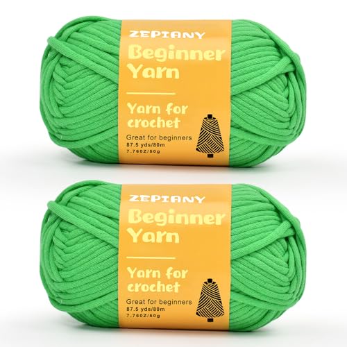 Häkelgarn für Anfänger, Grobes Baumwollgarn zum Häkeln und Stricken, Dickes Amigurumi-Garn mit leicht erkennbaren Stichen für Anfänger Häkelset, Häkelzubehör, 2 x 50g/80m, Weihnachtsgrün Häkelgarn für Anfänger, Grobes Baumwollgarn zum Häkeln und Stricken, Dickes Amigurumi-Garn mit leicht erkennbaren Stichen für Anfänger Häkelset, Häkelzubehör, 2 x 50g/80m, Weihnachtsgrün von CrochZepiany